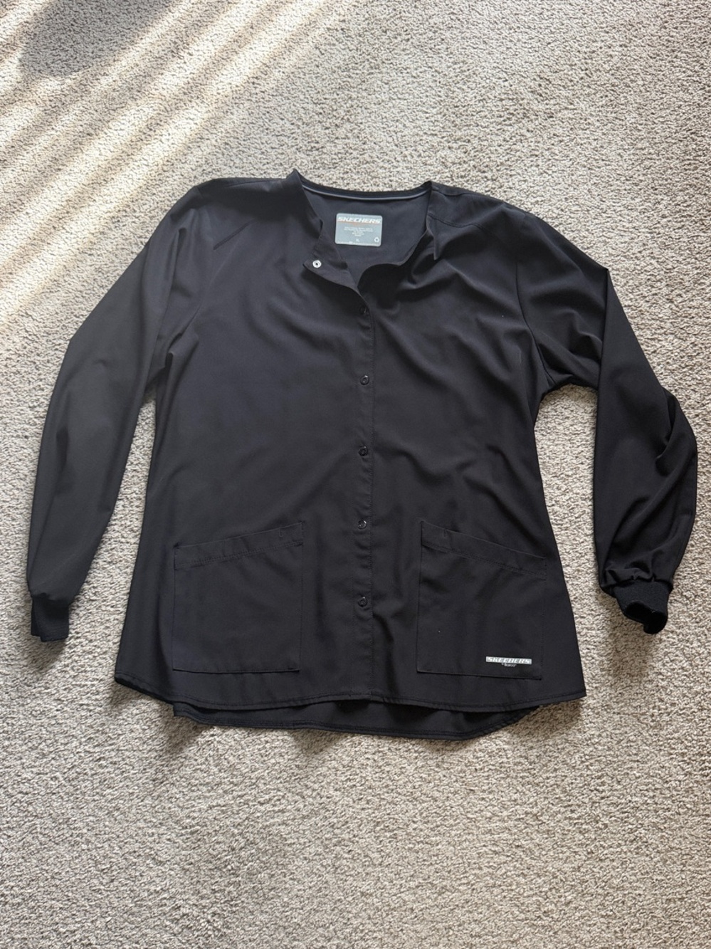 Skechers Black Button-Up Women’s scrub Jacket